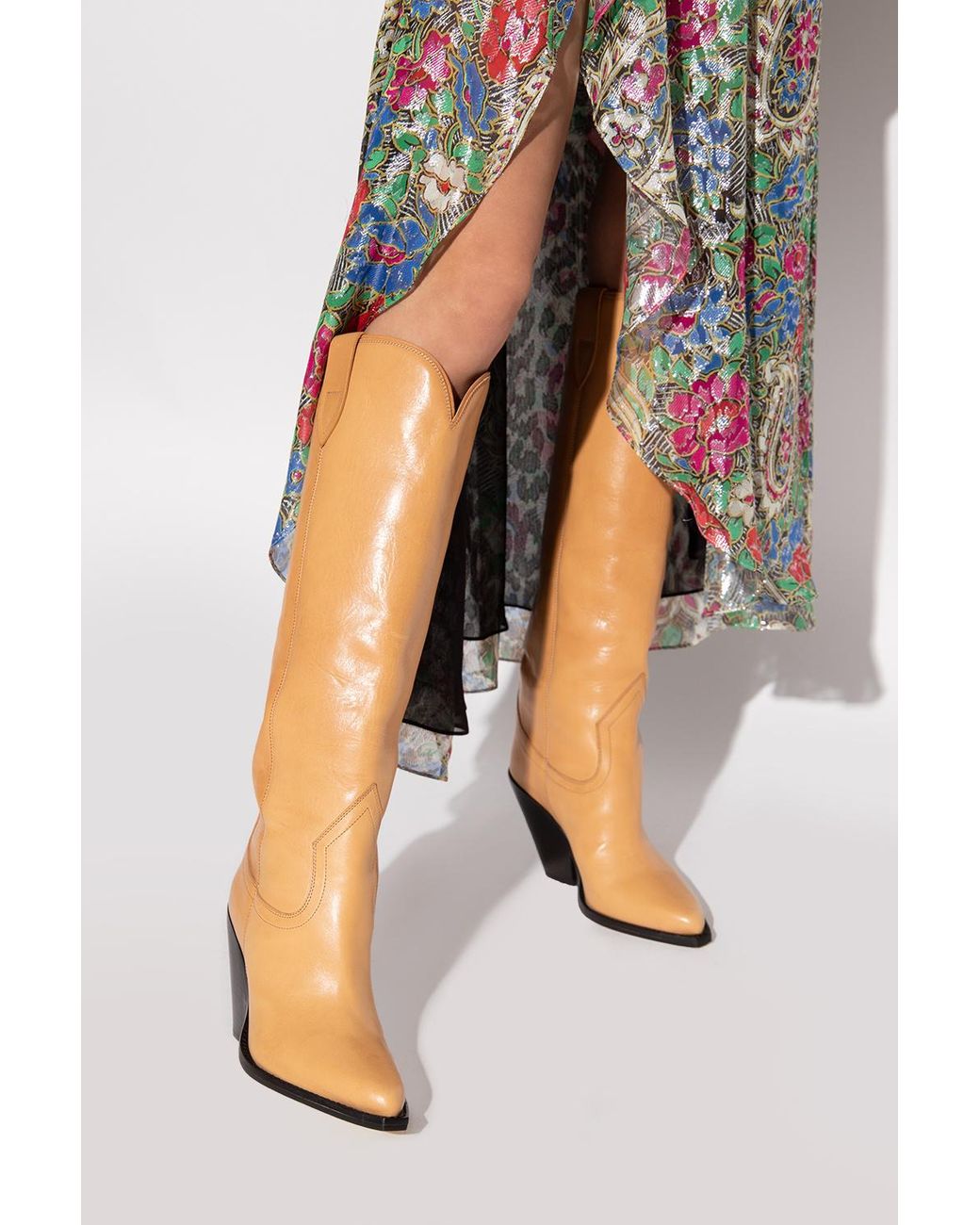 Isabel Marant 'lomero' Leather Boots in Natural | Lyst