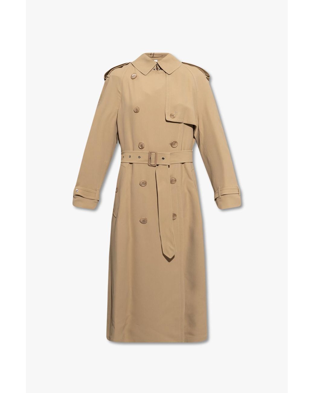 - Save 24% Burberry Synthetic pedley Long Viscose Trench Coat in Beige Womens Coats Burberry Coats Natural 