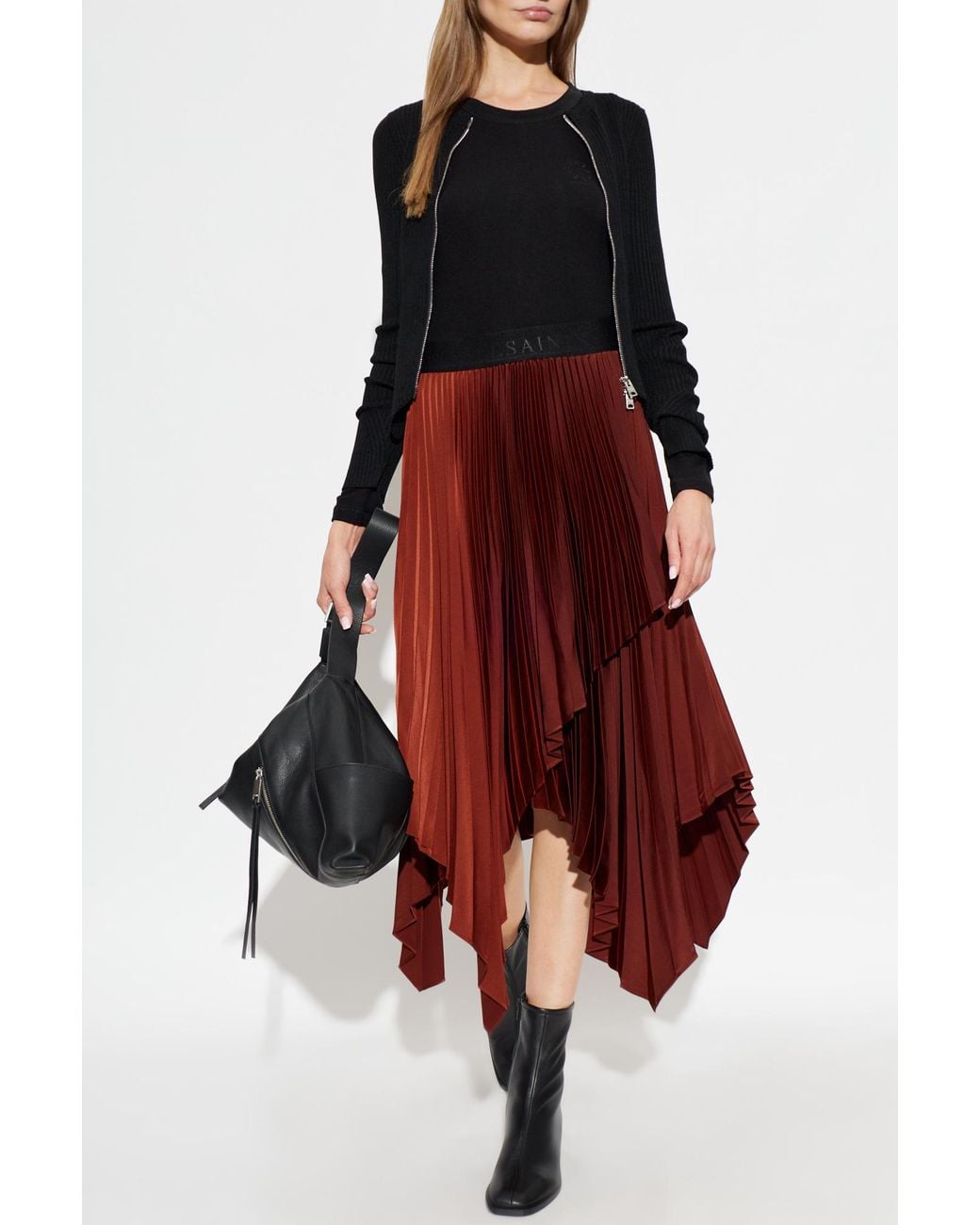 AllSaints Black "Riona" Top With Long Sleeves