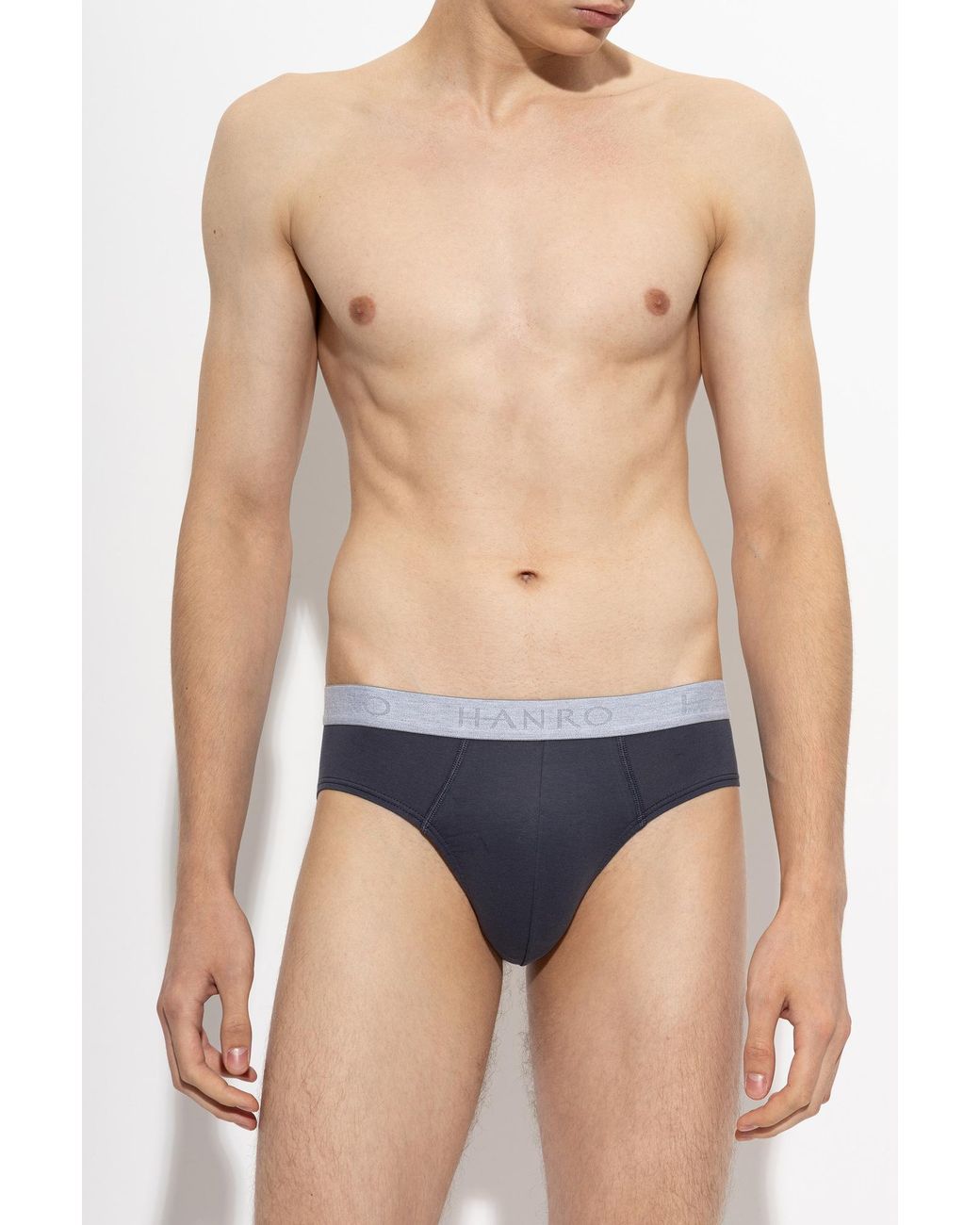 Hanro Blue Cotton Briefs From The 'Cotton Essentials' Collection for men