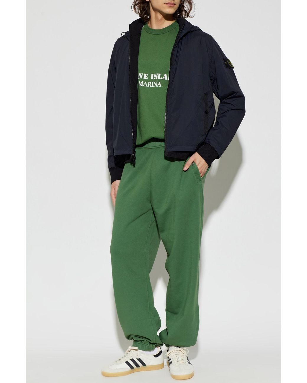 Stone Island Blue Jacket With Hood for men
