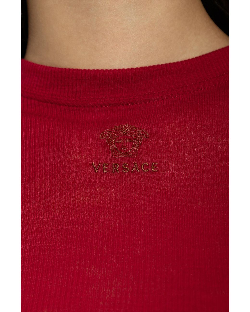 Versace Red Wool Top With Logo