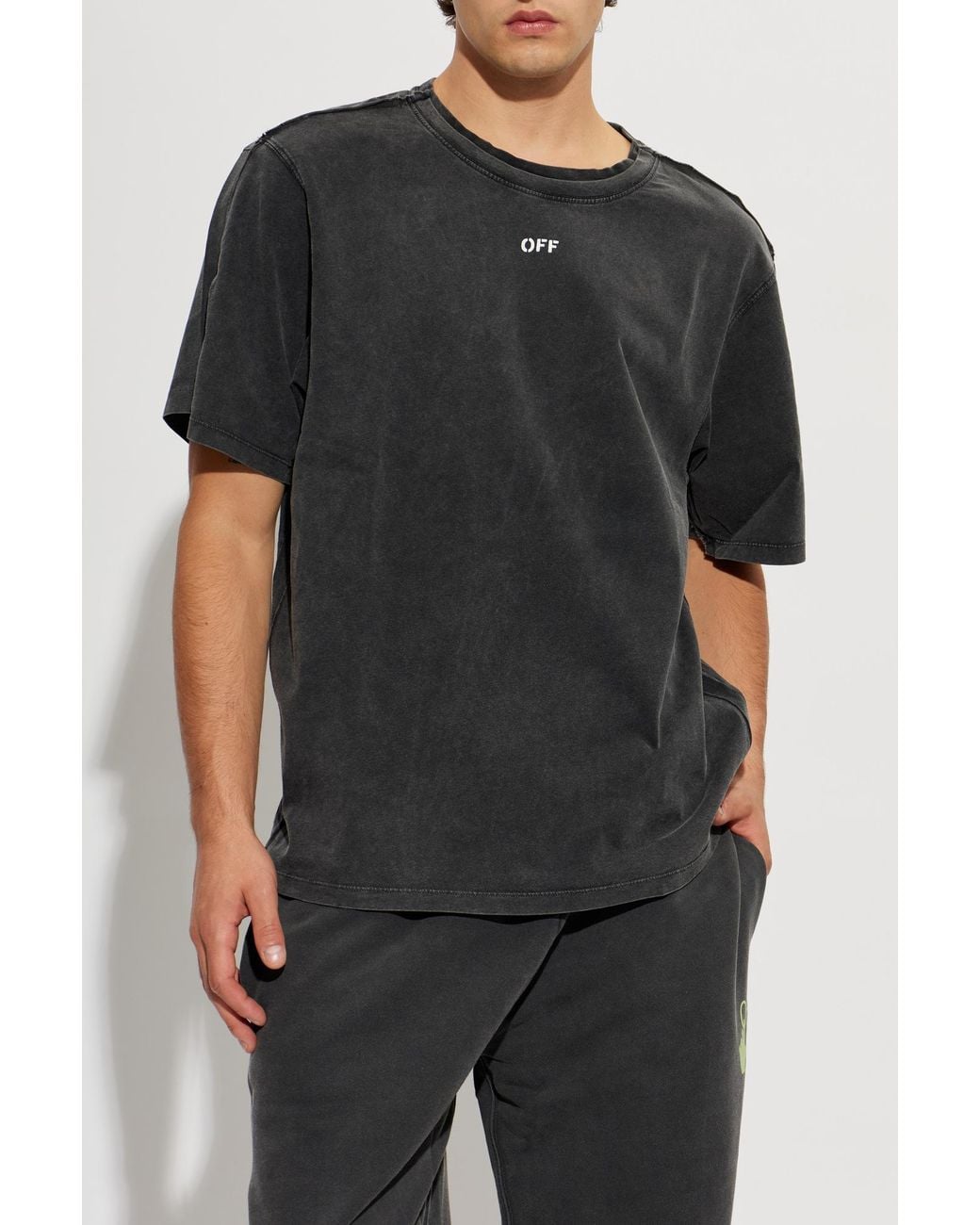 Off-White c/o Virgil Abloh Black T-Shirt With A Vintage Effect for men