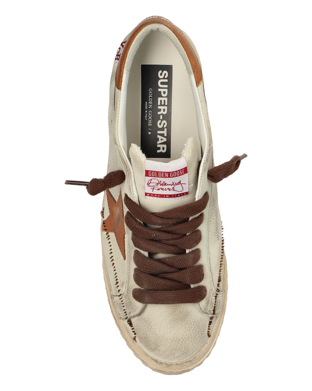 Golden Goose Deluxe Brand Brown "Super-Star With List Destroyed" Sports Shoes for men