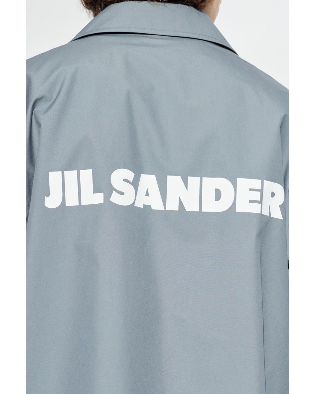 Jil Sander Blue Cotton Jacket With Logo for men