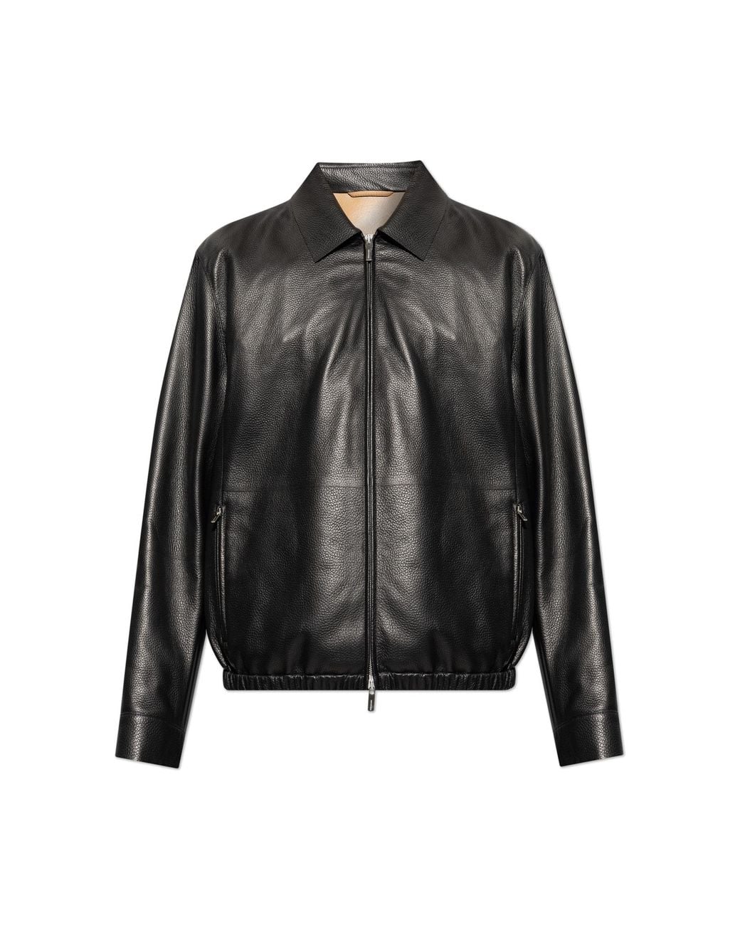 Ferragamo Black Leather Jacket for men