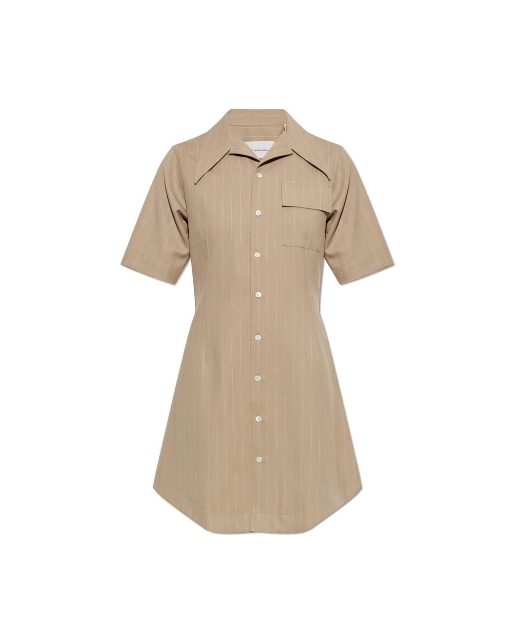 AMI Natural Wool Dress With A Striped Pattern