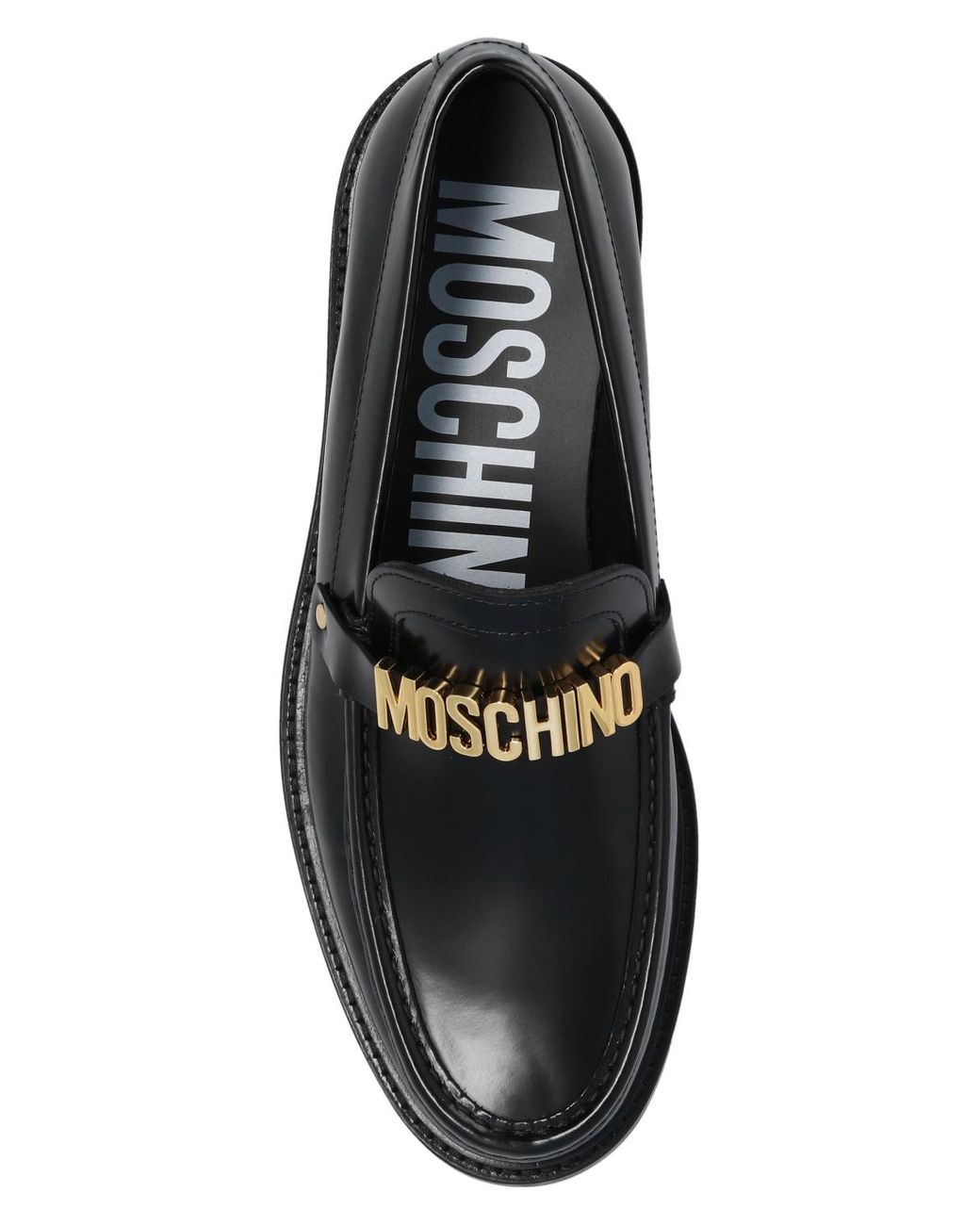 catch a cold Applied Andes Moschino Loafers With Logo in Black for Men | Lyst