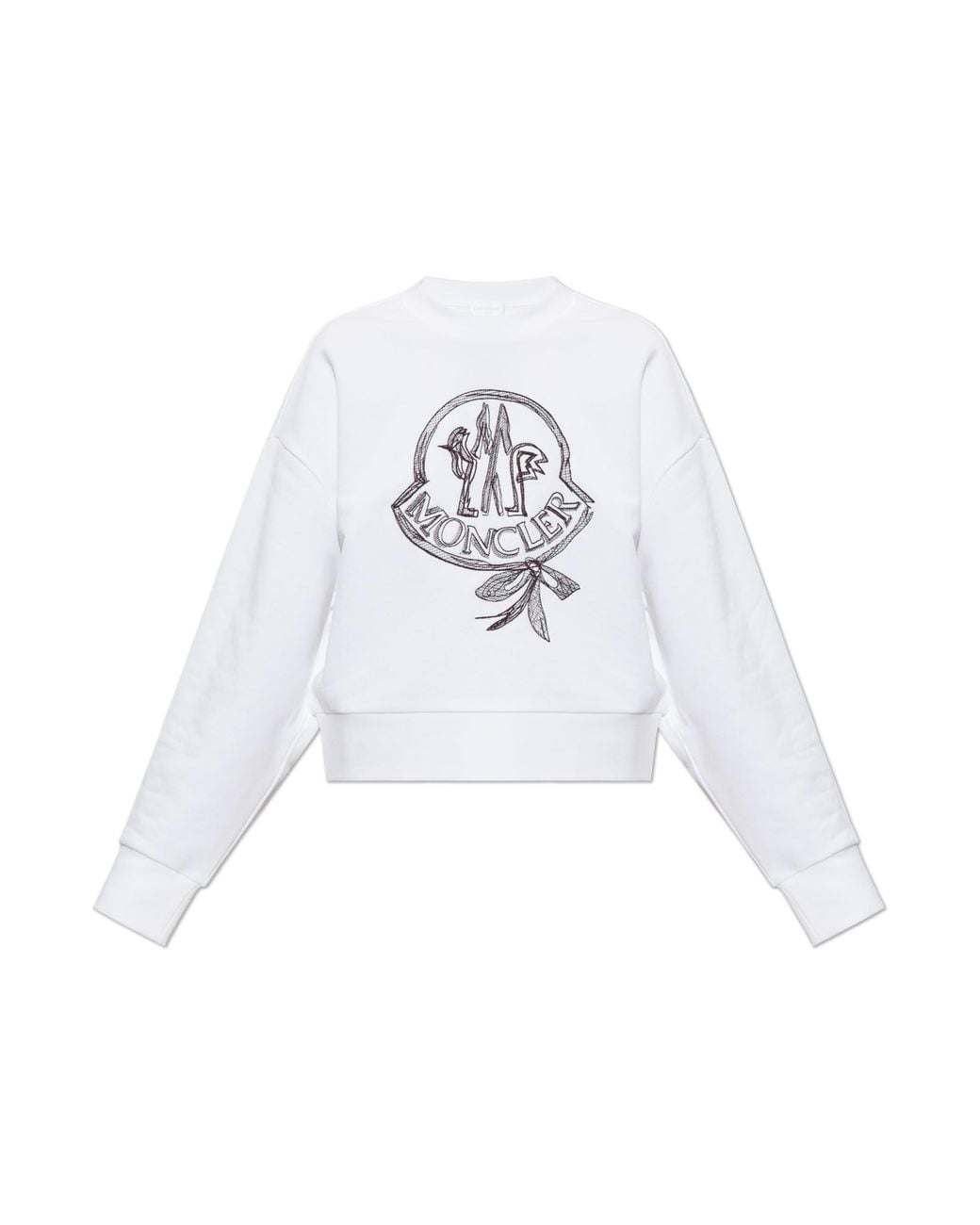 Moncler White Sweatshirt With Embroidered Logo
