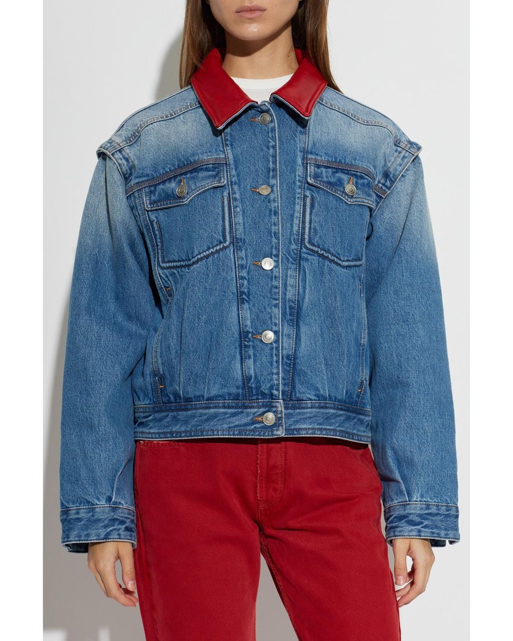 Isabel Marant Red Insulated Denim Jacket 'Devyn'