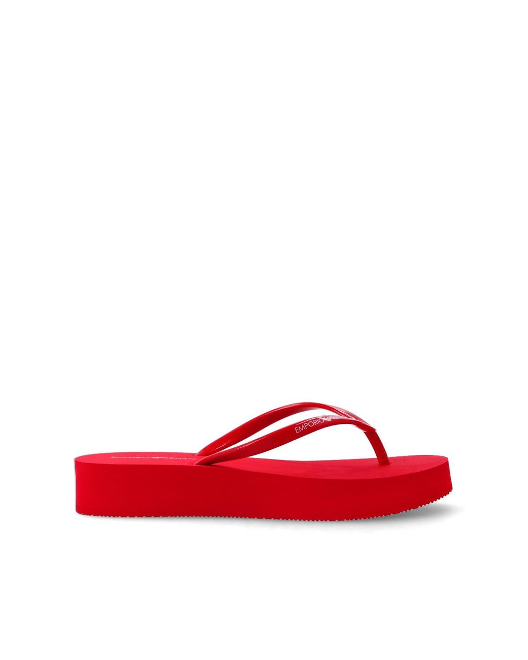 Emporio Armani Rubber Wedge Flip-flops Red - Lyst