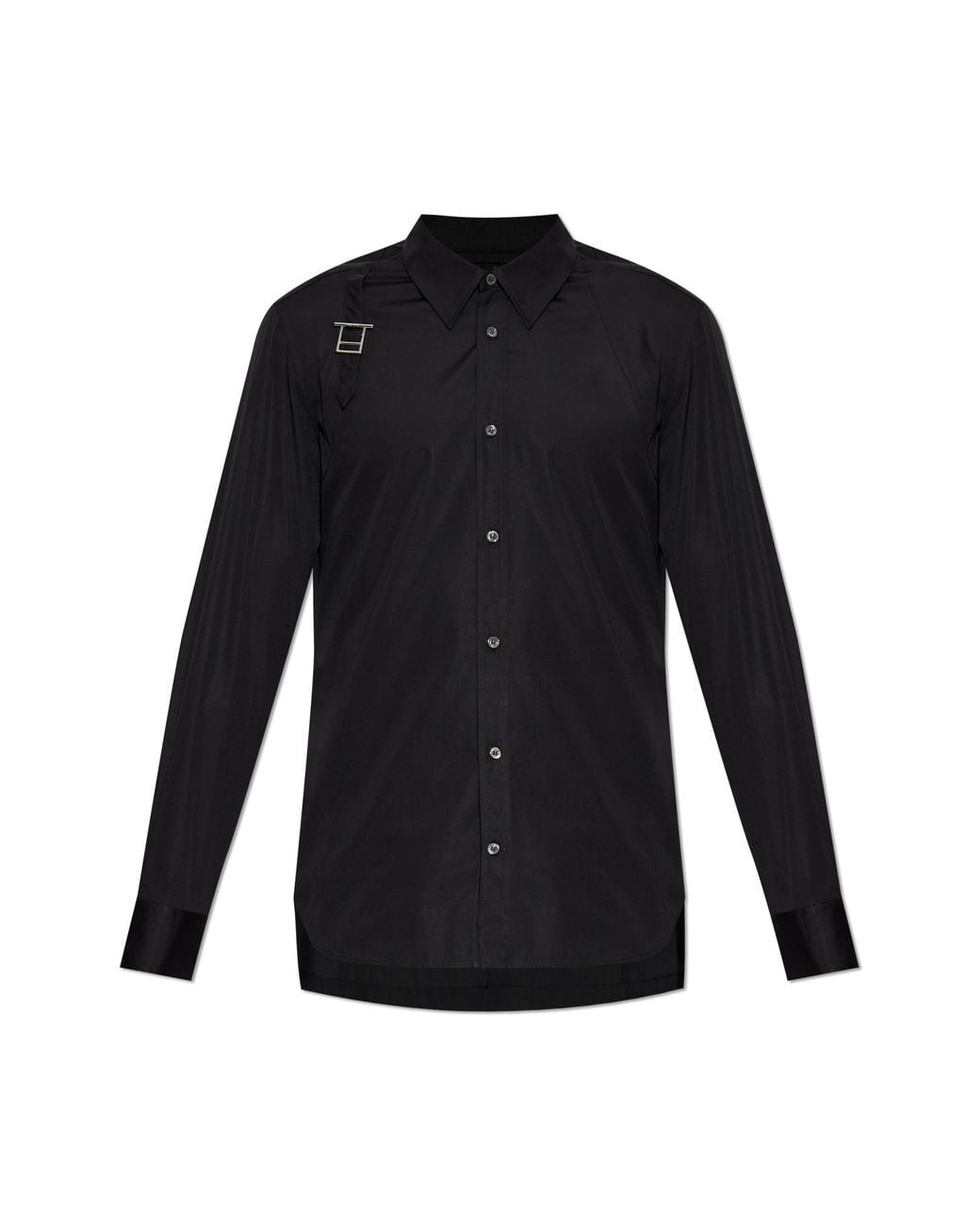 McQueen Black Shirt With Applique for men