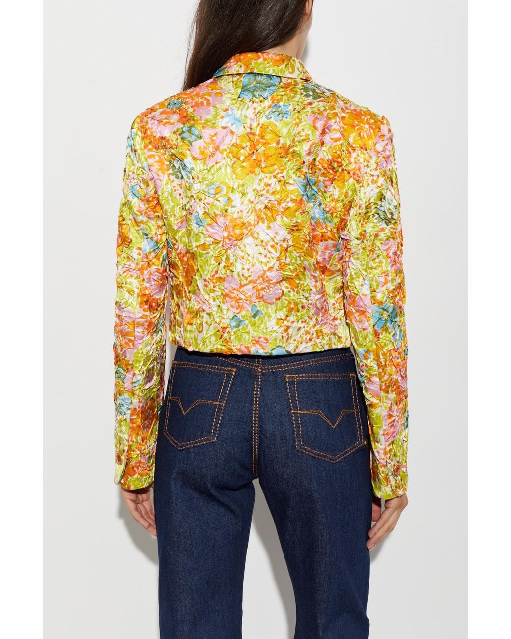 Versace Yellow Short Crinkled Jacket