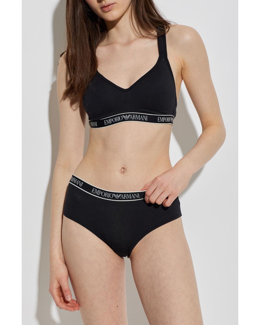 Emporio Armani Black Cotton Bra