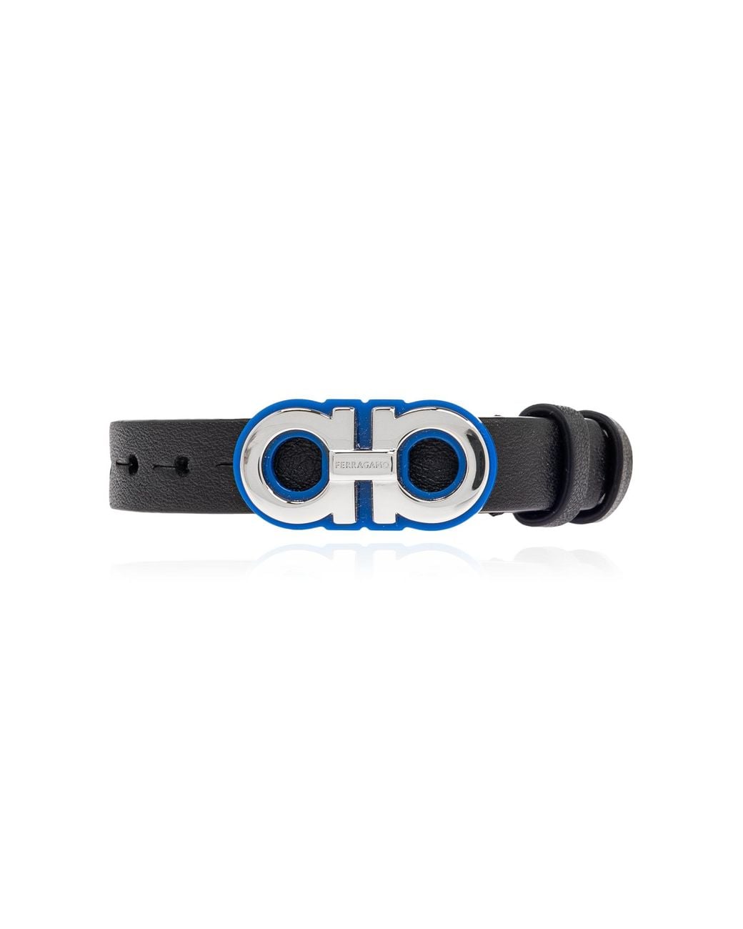 Ferragamo Blue Leather Bracelet for men
