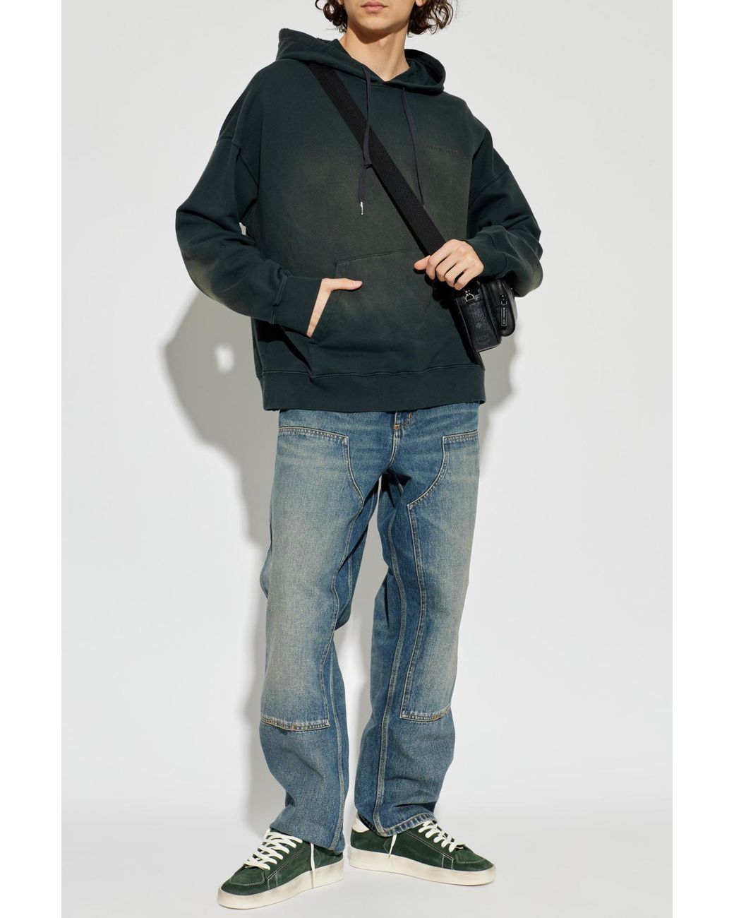 Golden Goose Deluxe Brand Green Sweatshirt With Logo for men