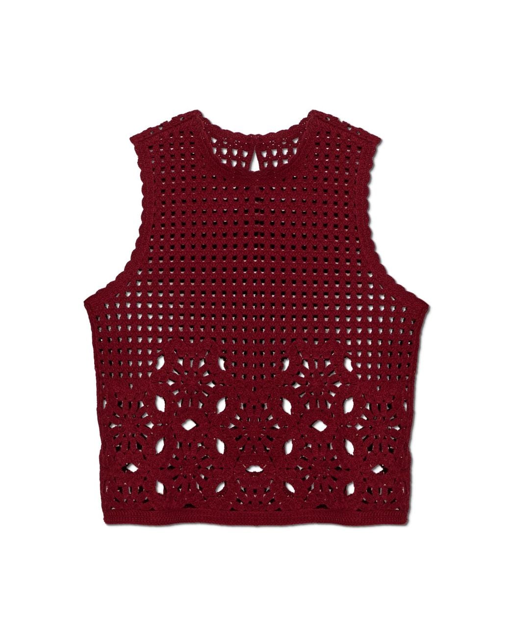 FRAME Red Crochet Sleeveless Top