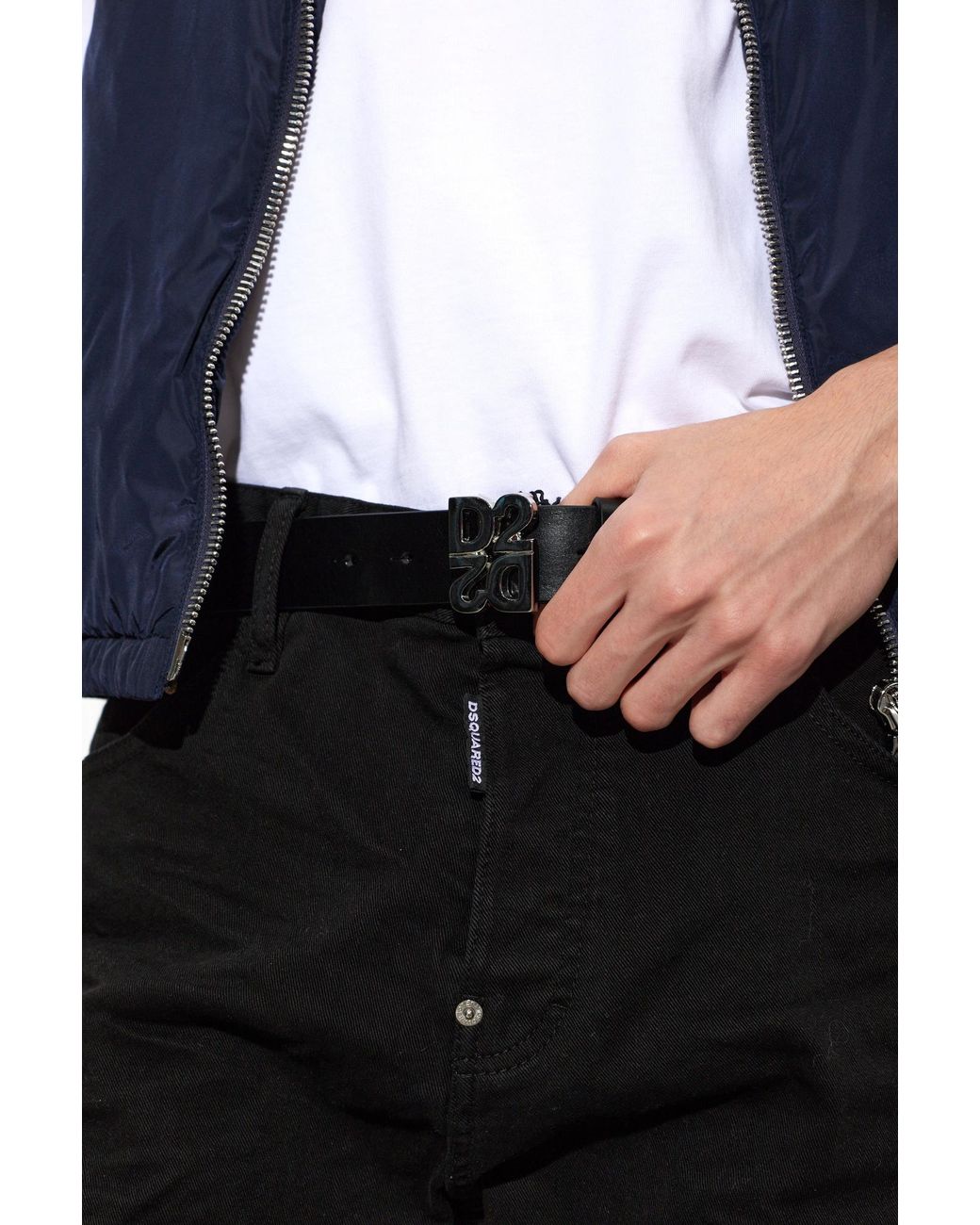 DSquared² Black Leather Belt With Buckle for men