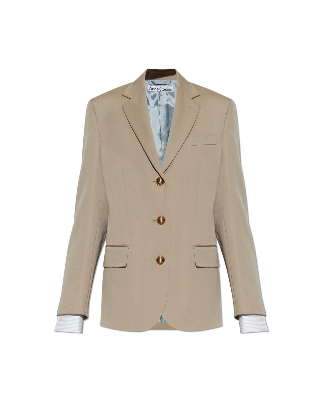 Acne Natural Wool Jacket With Open Lapels