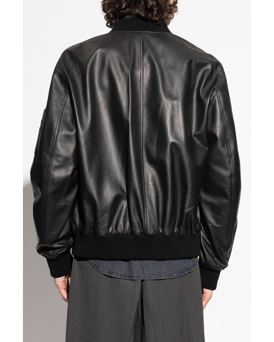Versace Black Leather Jacket for men