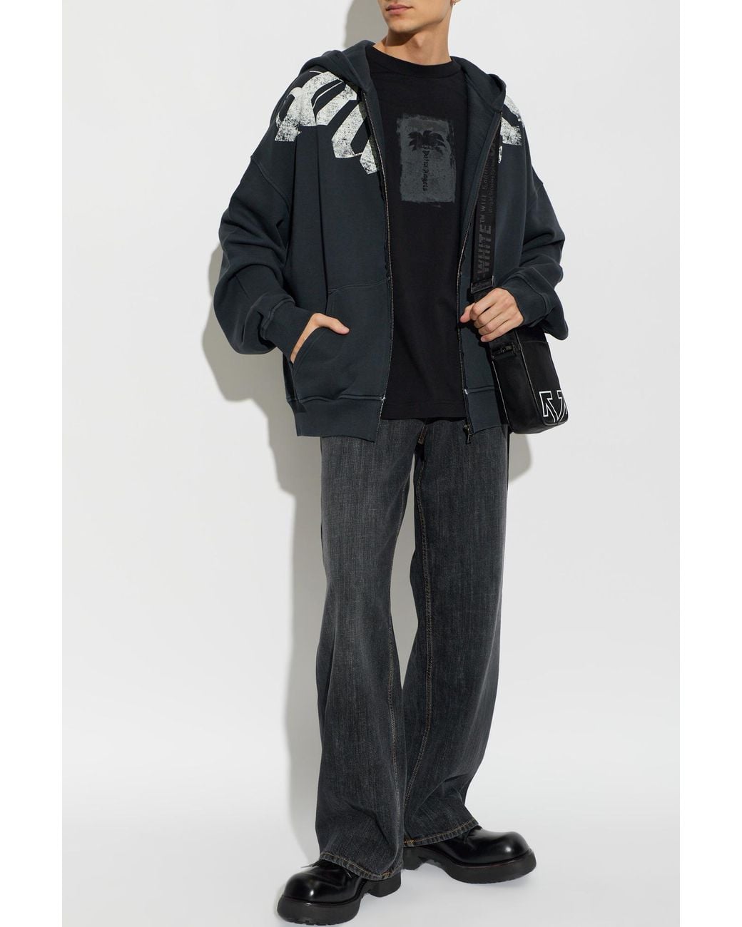 Palm Angels Blue Oversize Hoodie With Hood for men