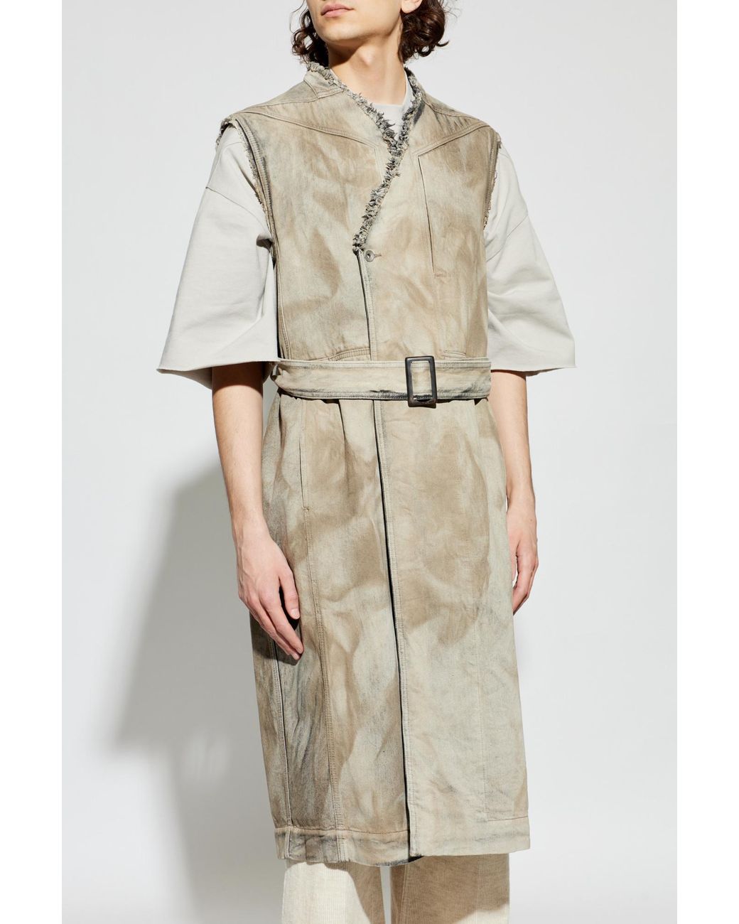 Rick Owens Natural Coat With Short Sleeves for men