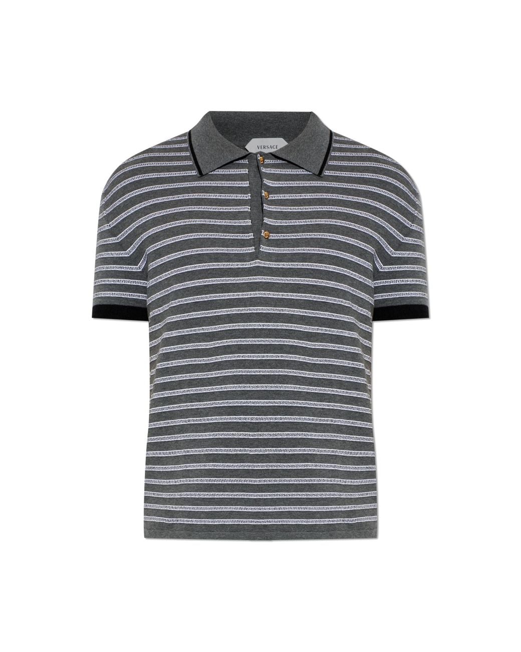 Versace Gray Striped Pattern Polo for men