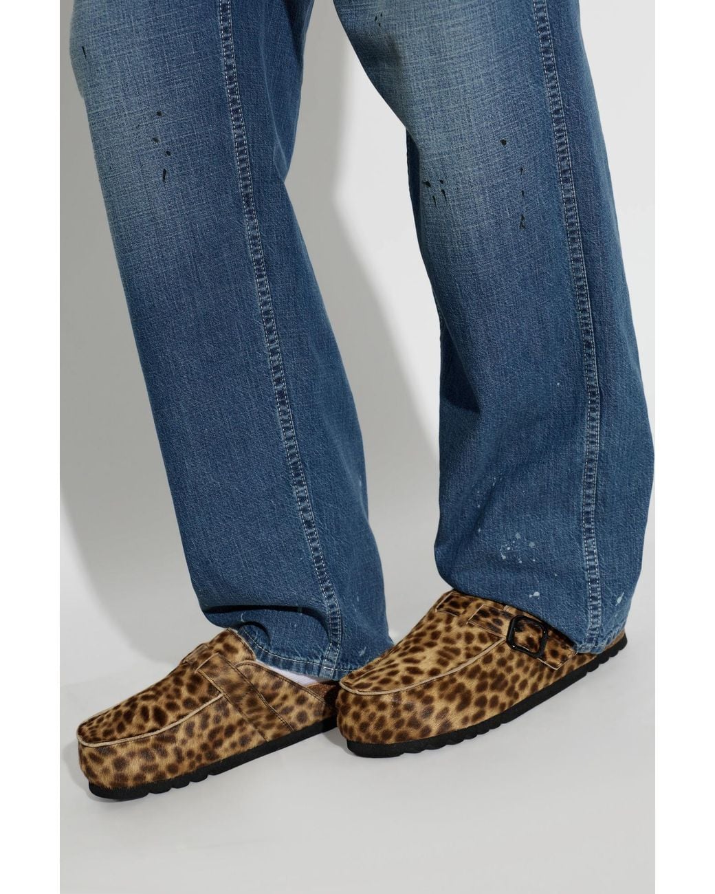 Scholl Brown 'Dakota Fur' Leather Clogs