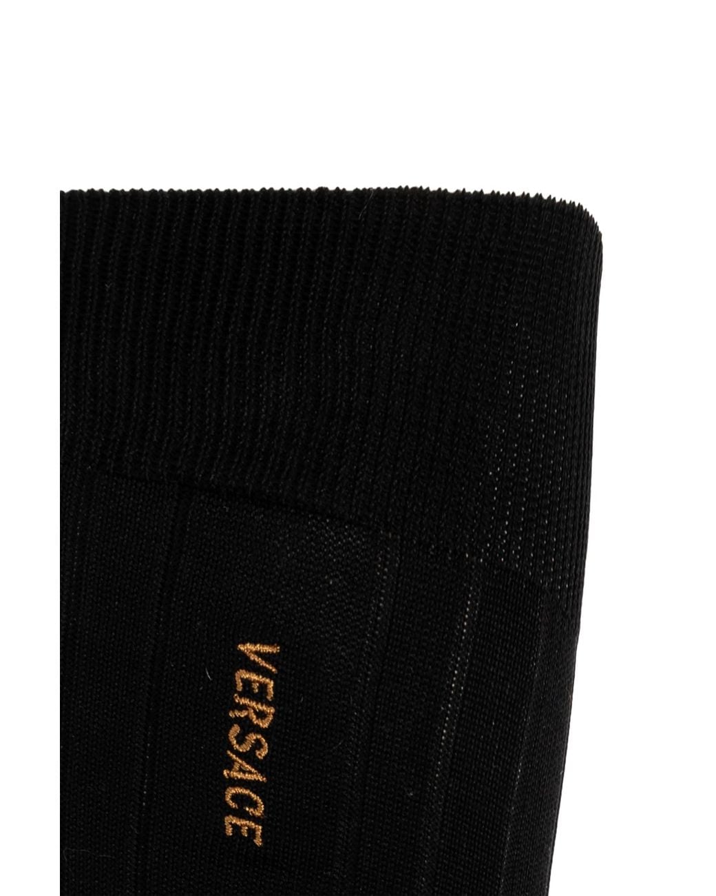 Versace Black Socks With Logo for men