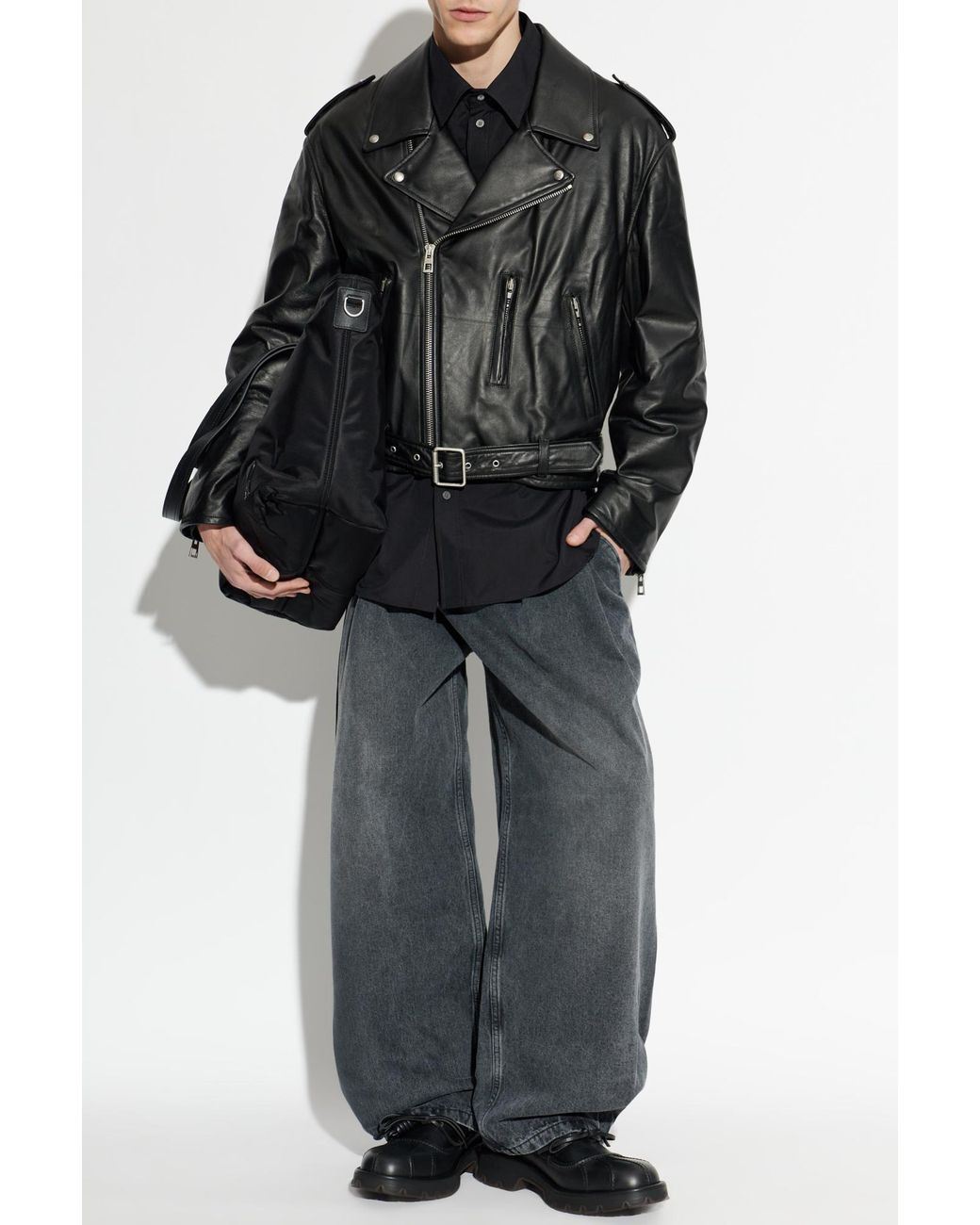Loewe Black Leather Insulated Jacket for men