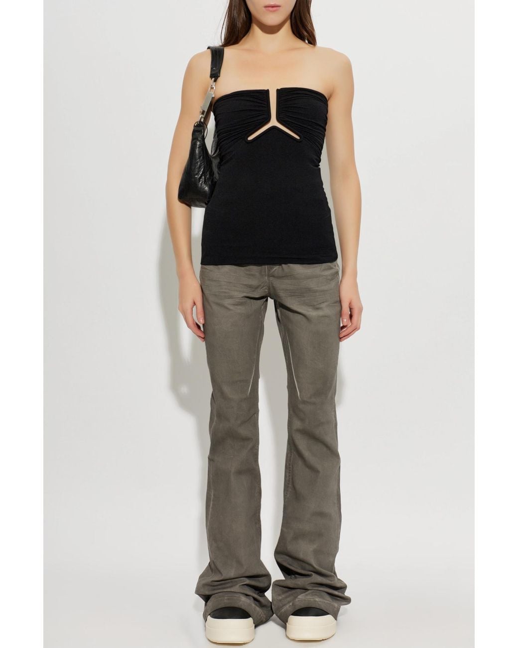 Rick Owens Black Top With Exposed Shoulders