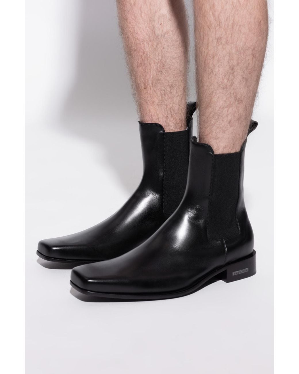 Balenciaga Black Chelsea Leather Shoes for men