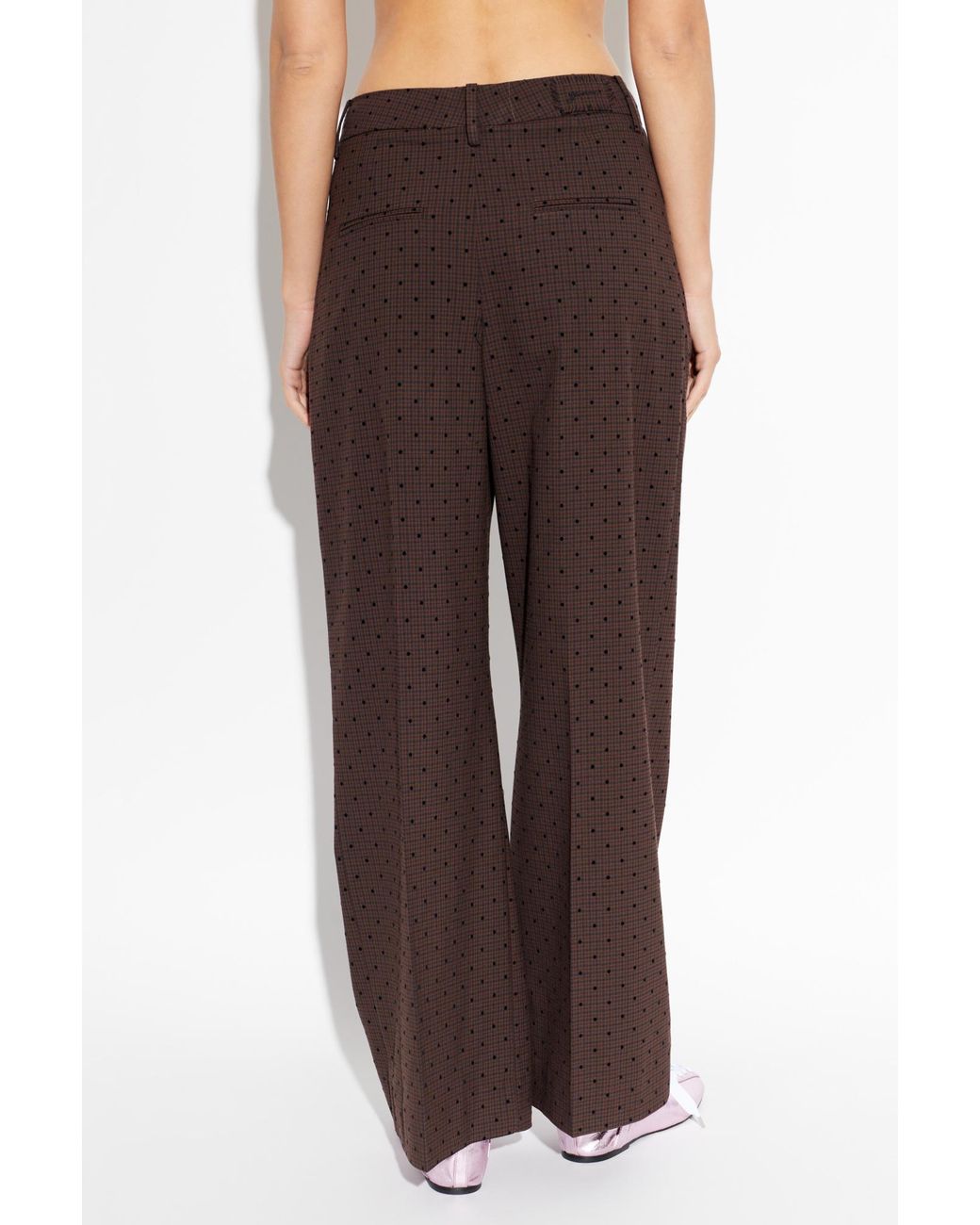 Ganni Brown Plaid Pattern Trousers