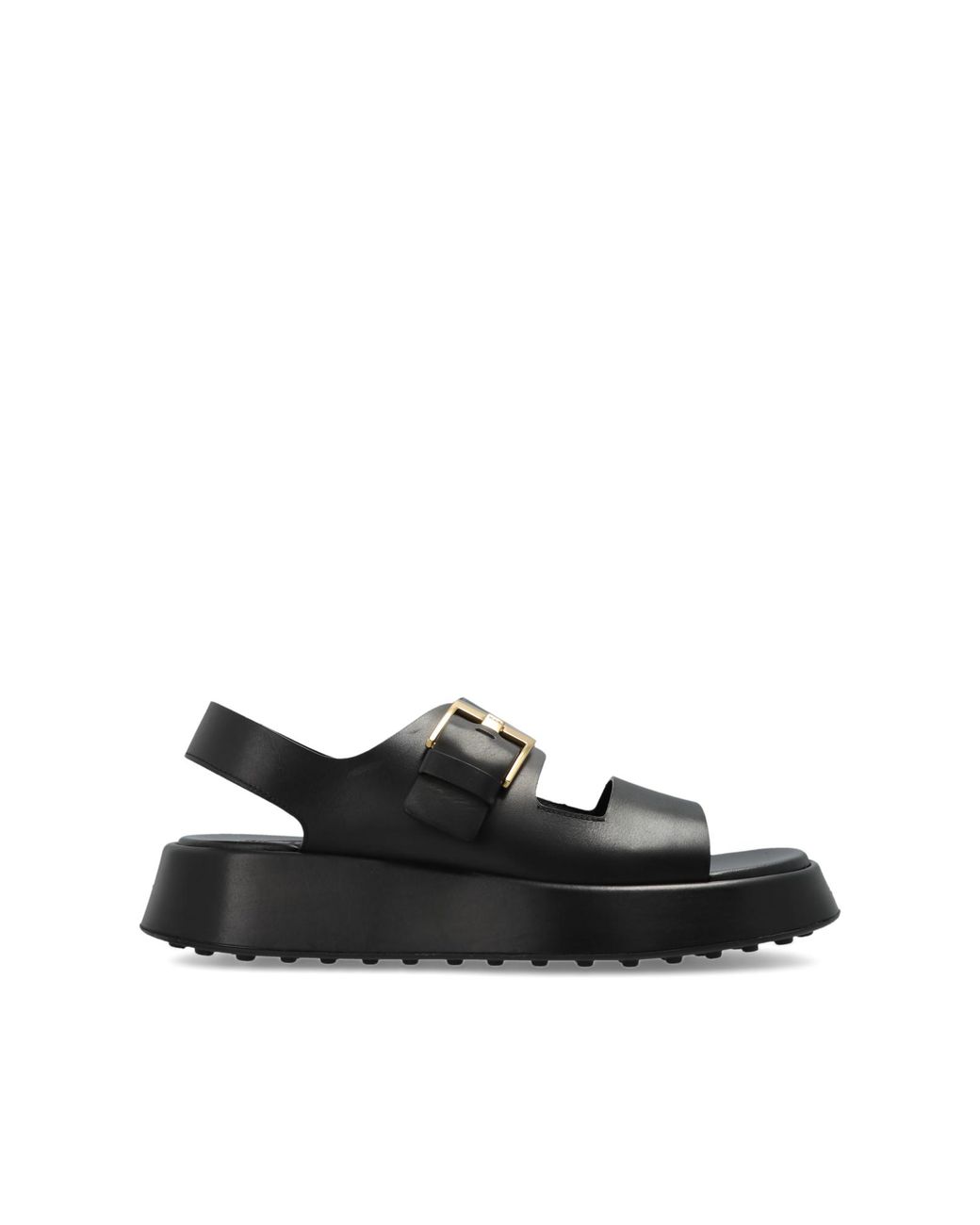 Tod's Black 'Gomma' Leather Sandals