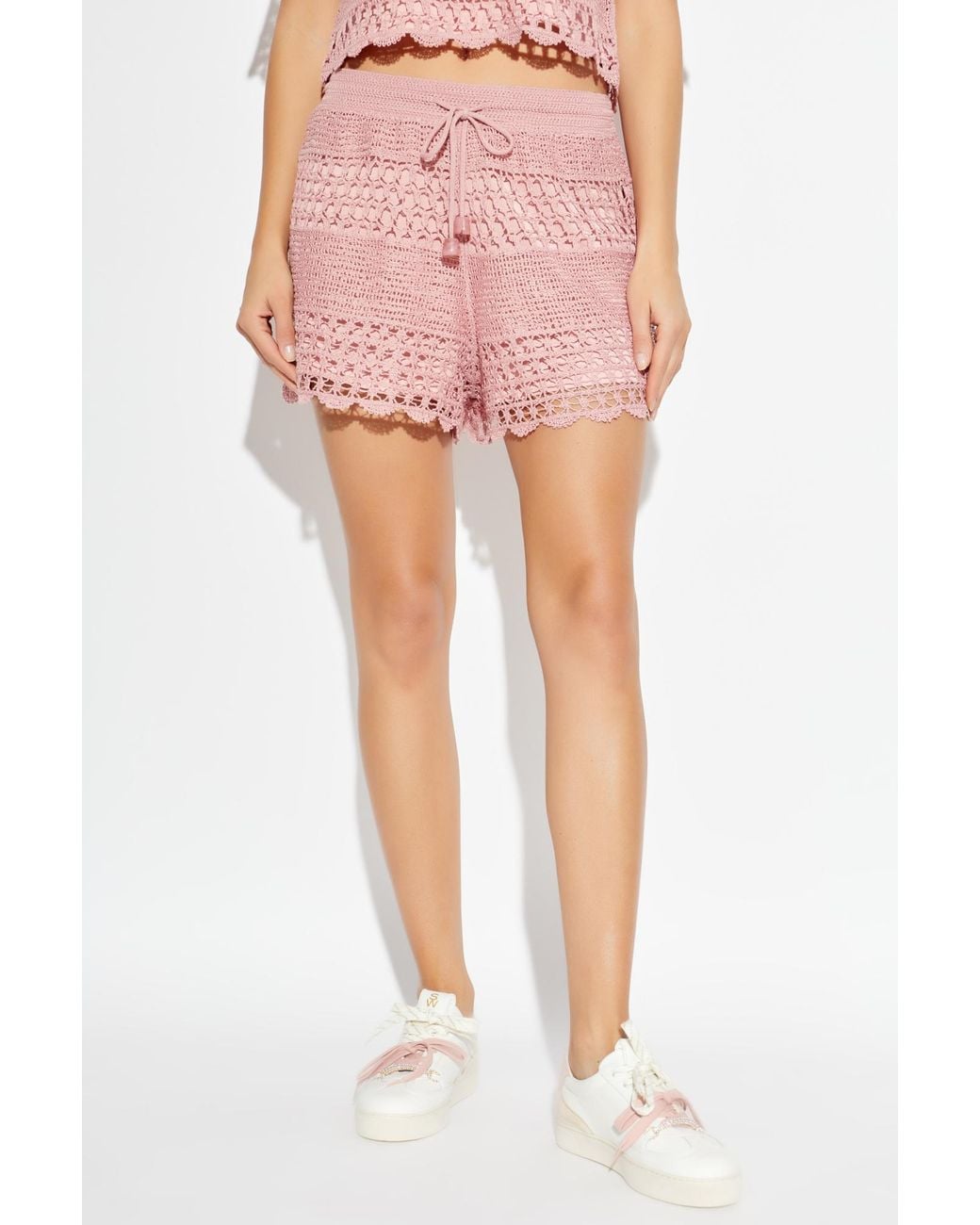 Zimmermann Pink Shorts With A Decorative Weave