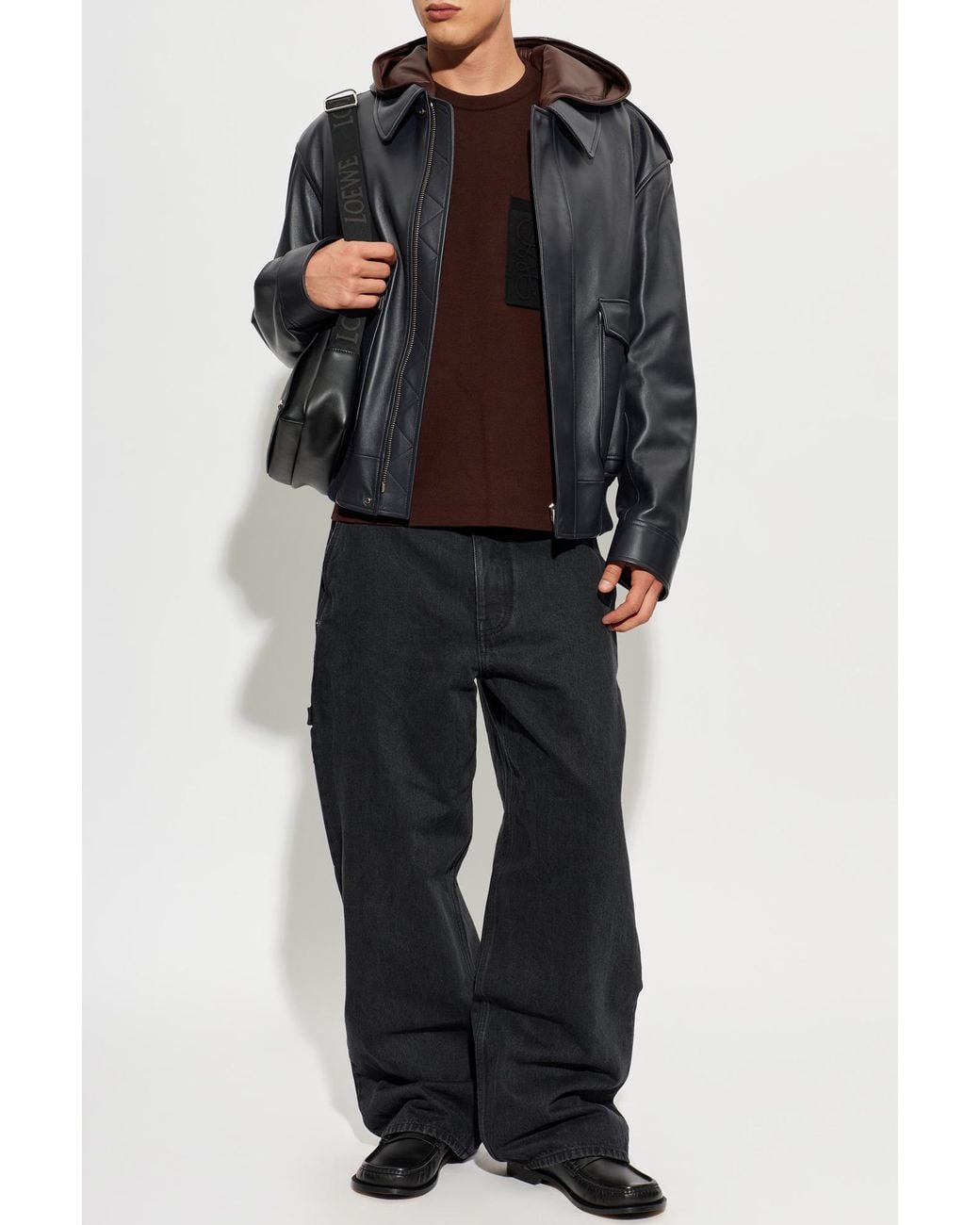 Loewe Gray Leather Jacket for men