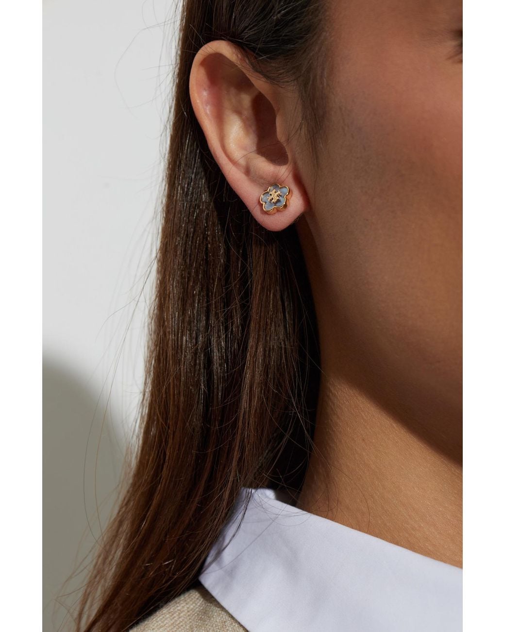 Tory Burch Metallic Mother-Of-Pearl Earrings