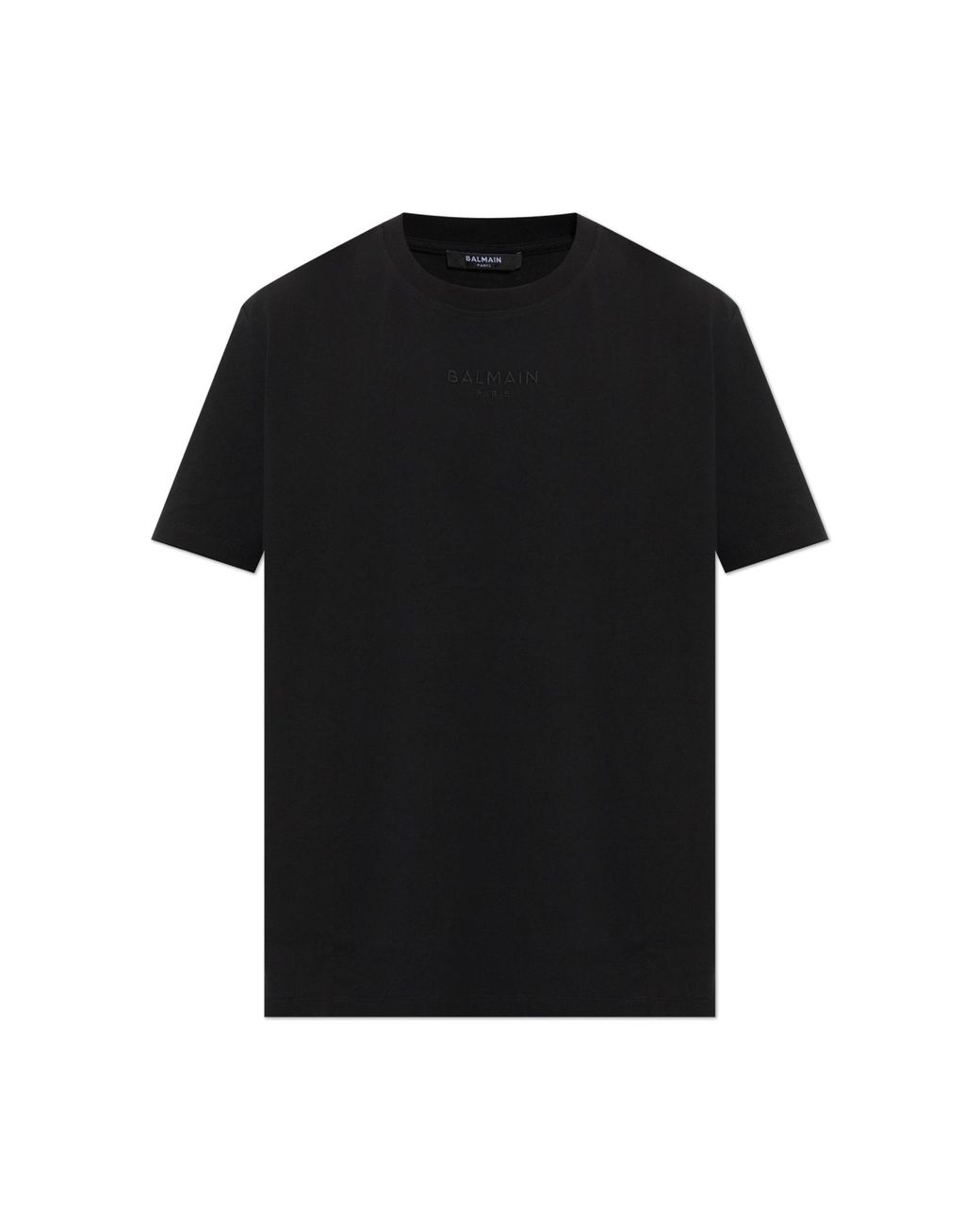 Balmain Black T-Shirt With Embroidered Logo for men