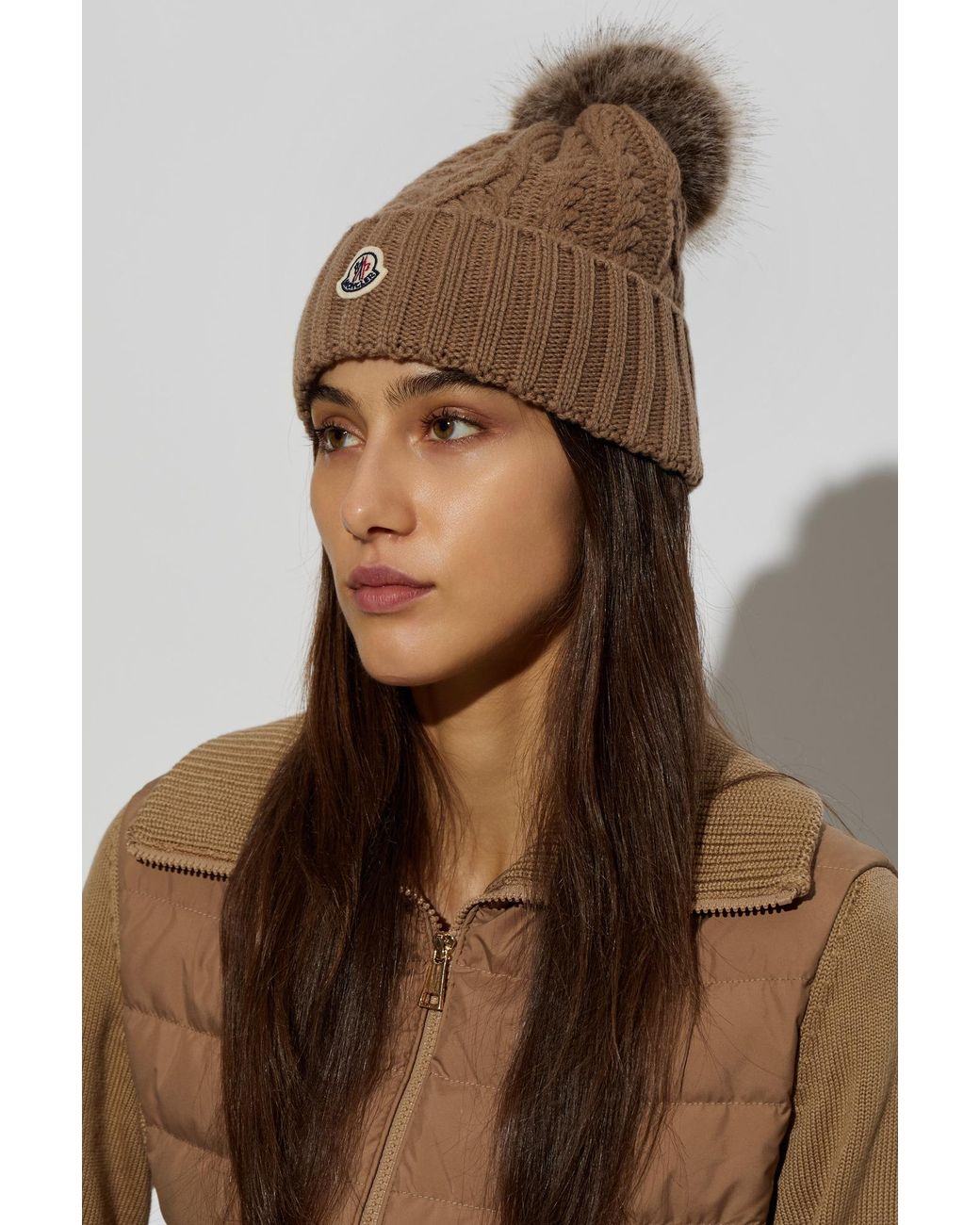 Moncler Brown Cap With Logo Patch
