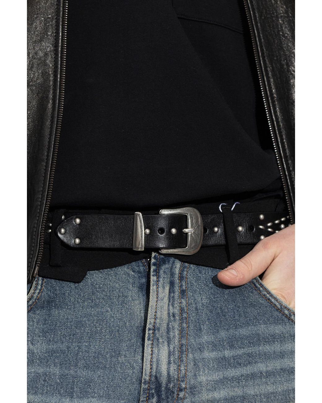 Golden Goose Deluxe Brand Black Leather Belt for men