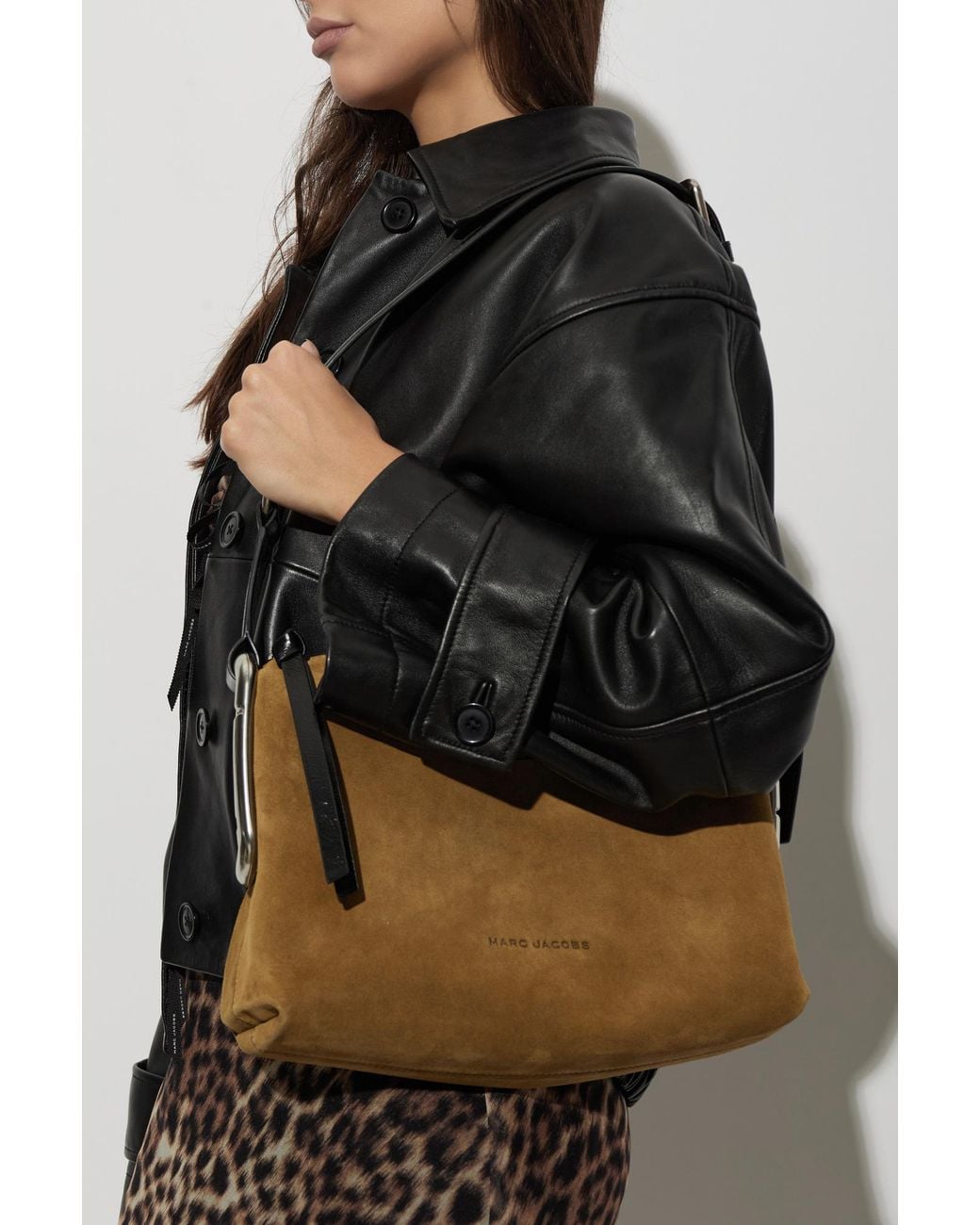 Marc Jacobs Brown Suede Logo Bag