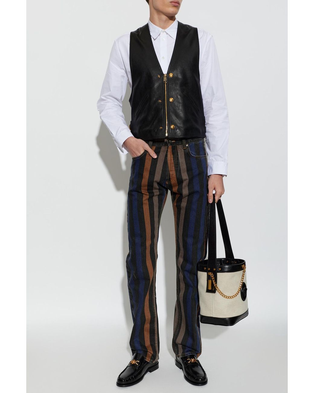 Versace Black Leather Vest for men