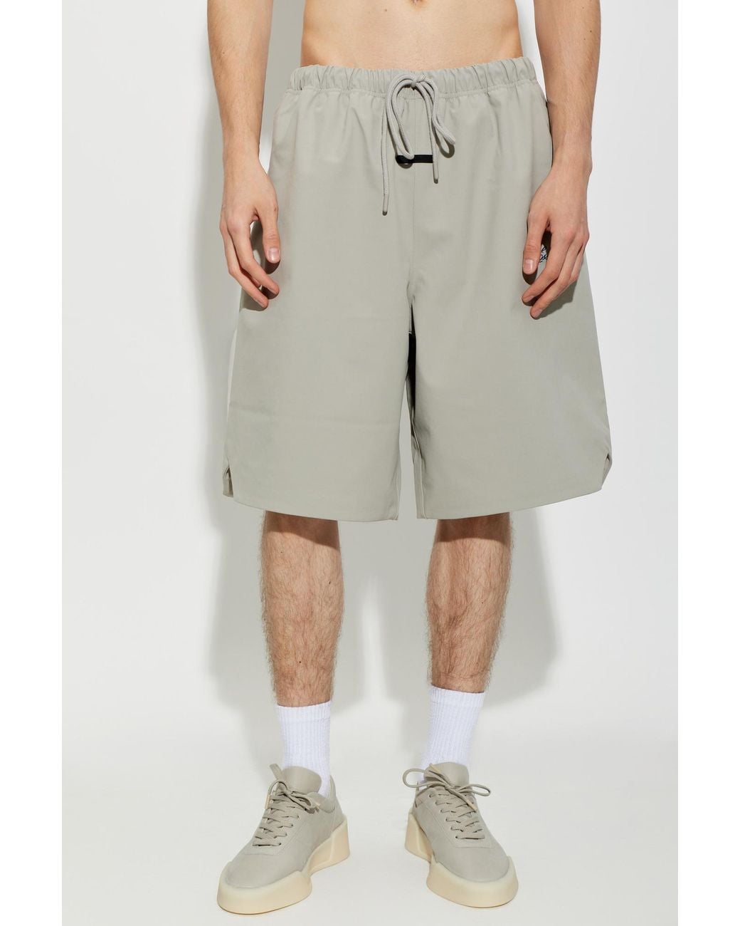 Fear Of God Gray Embroidered Logo Shorts for men