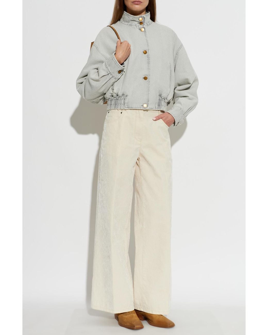 Forte_forte White Velvet Straight-Leg Trousers