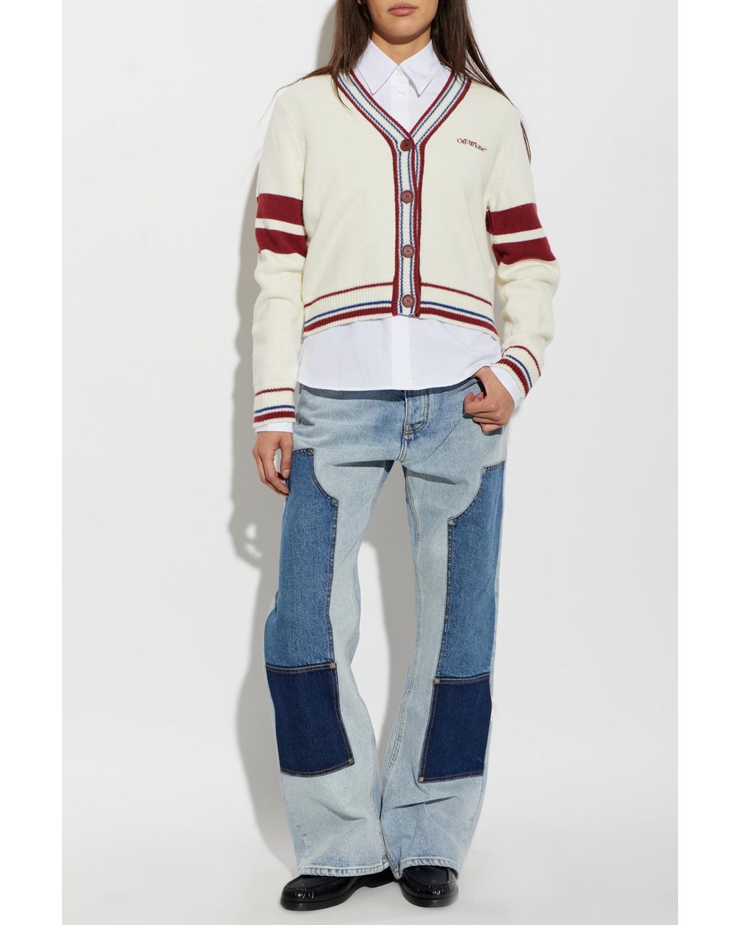 Off-White c/o Virgil Abloh Natural Cardigan With Embroidered Logo