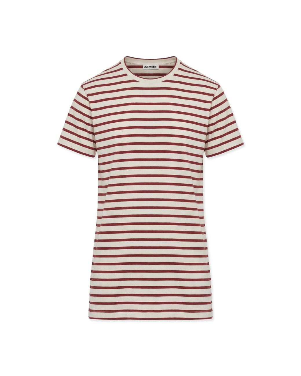 Jil Sander Red Cotton Dress With Striped Pattern