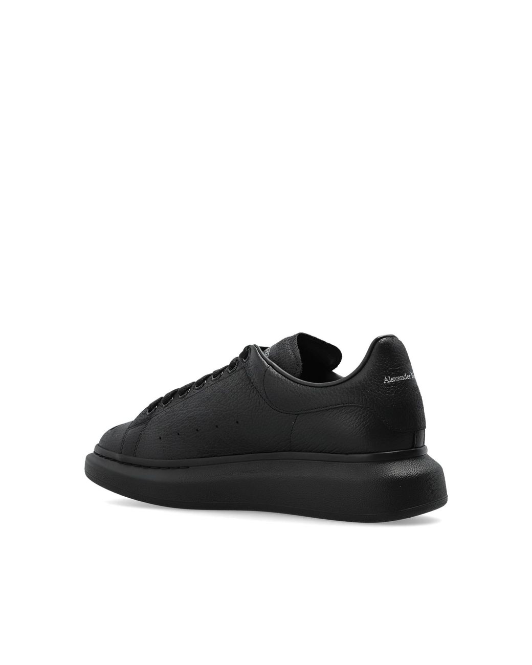 McQueen Black Leather Sports Shoes With Logo for men