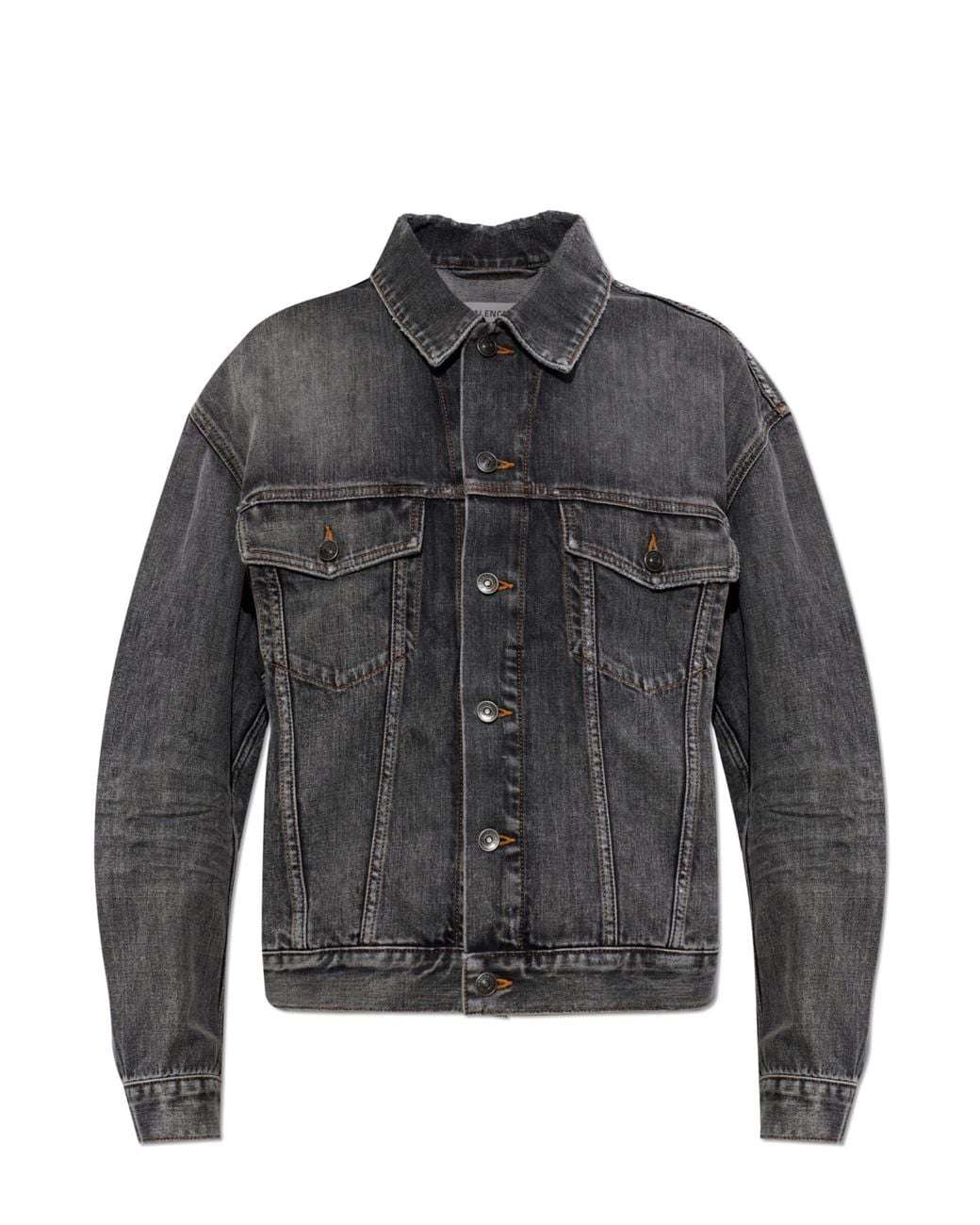 Balenciaga Gray Denim Jacket With Logo