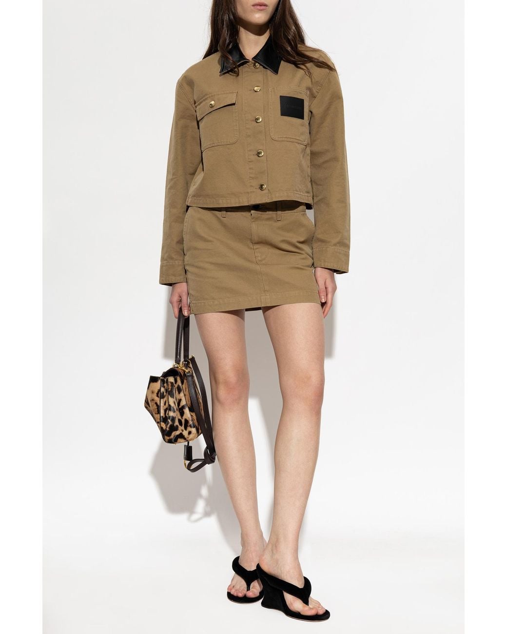 Balenciaga Natural Khaki Denim Skirt