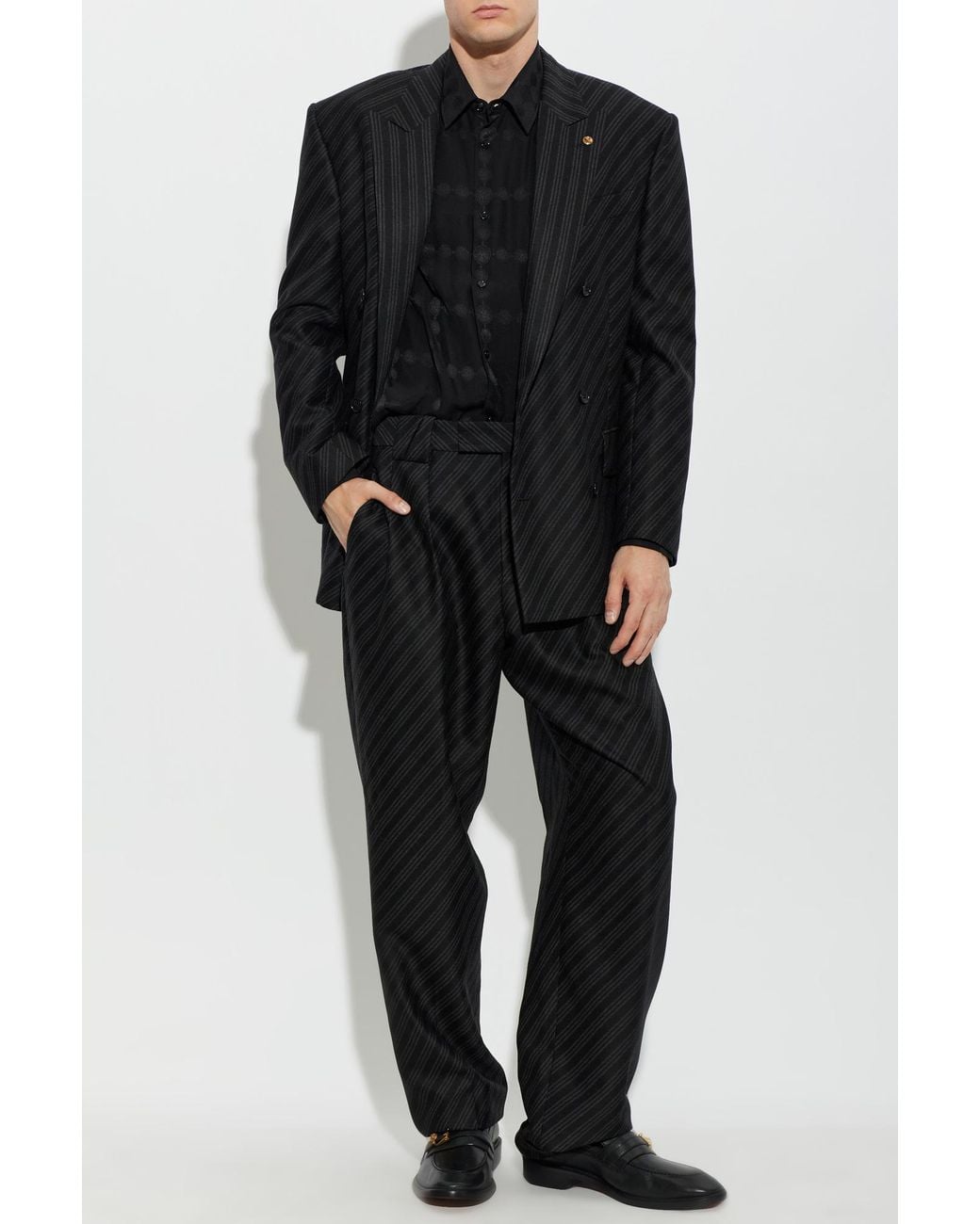 Versace Black Wool Blazer With Single Vent for men
